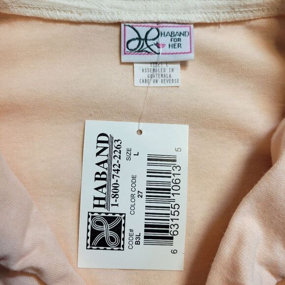 Haband Vintage Peach Floral Women's Top Cottagecore Spring Deadstock Blouse Tee - Picture 6 of 11